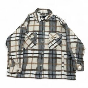 Zara women’s Plaid Shirt Jacket / shacket - Gray, Brown, Cream